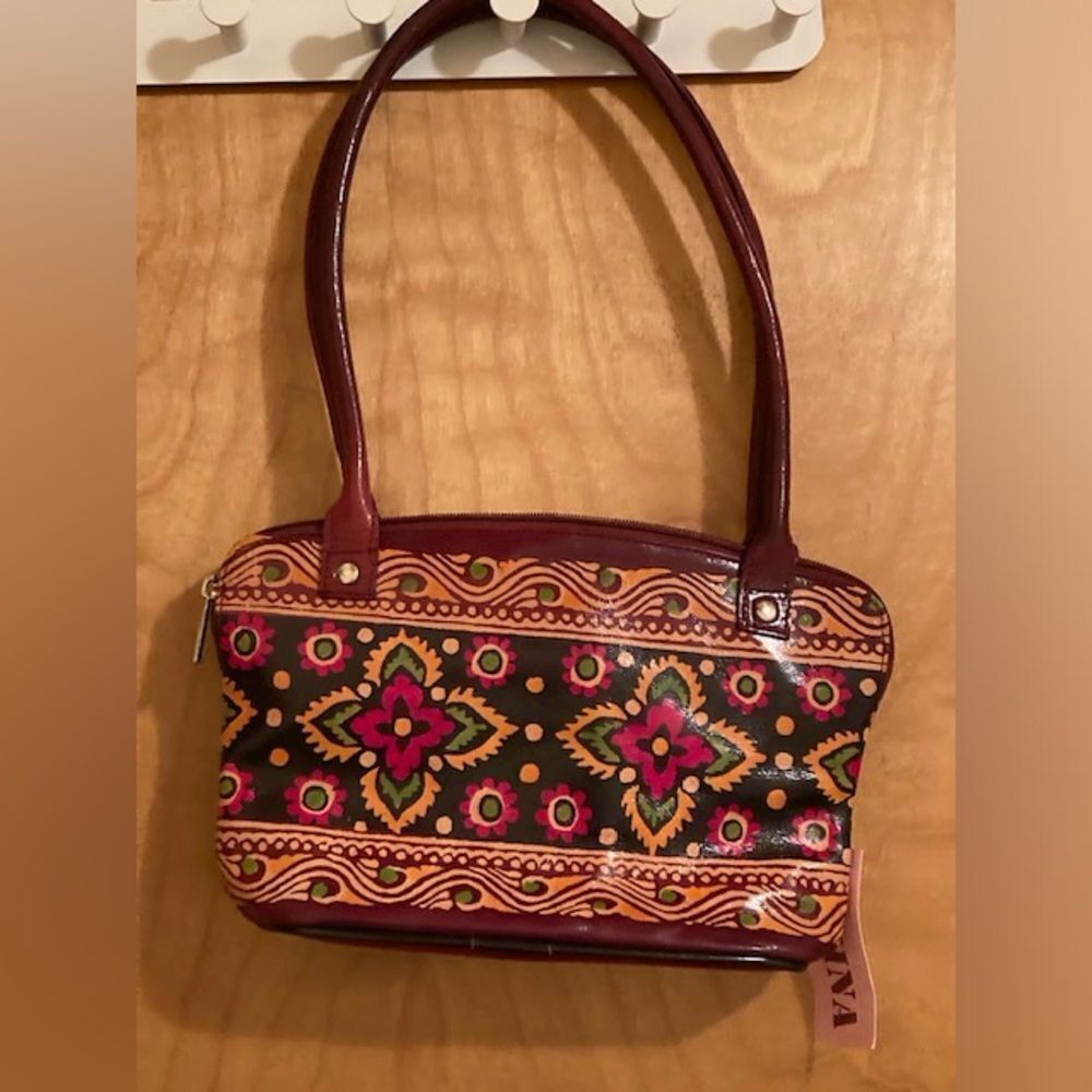 Leather SHINA Multicolor Floral Pattern Purse Shoulder Bag Hand Bag with Tags